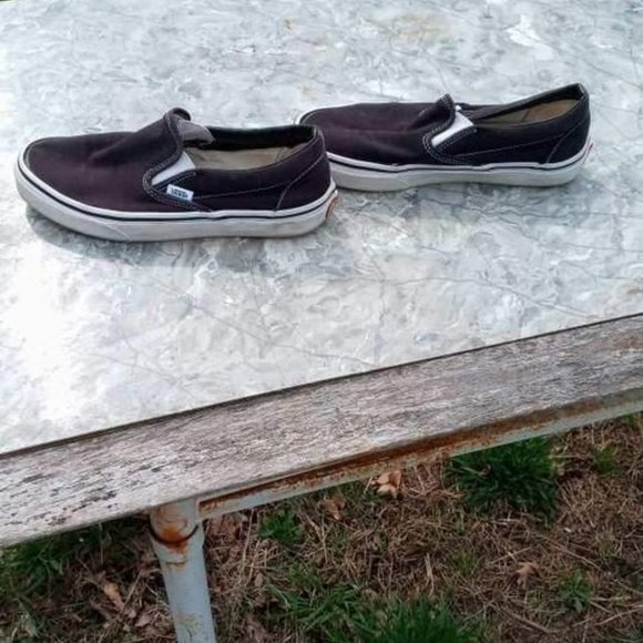 VINTAGE CLASSIC "VANS" OFF THE WALL SLIP ON BLACK WITH WHITE SNEAKERS USED - Picture 3 of 7